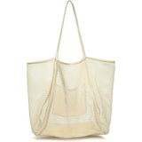 Large Capacity Ladies Beach Bag - Hollow Mesh Tote for Outdoor Travel & Storage