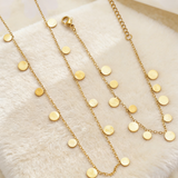 Minimalist Geometric Disc Tassel Necklace & Bracelet Set