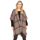 Fall Winter Plaid Check Poncho