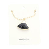 Fan Shaped Semi Precious Stone Pendant Necklace