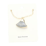 Fan Shaped Semi Precious Stone Pendant Necklace