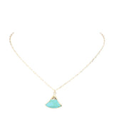 Fan Shaped Semi Precious Stone Pendant Necklace
