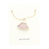 Fan Shaped Semi Precious Stone Pendant Necklace