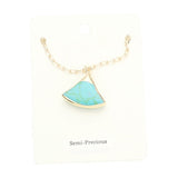 Fan Shaped Semi Precious Stone Pendant Necklace