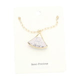 Fan Shaped Semi Precious Stone Pendant Necklace