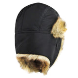 Faux Fur Trimmed Solid Trapper Hat