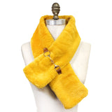 Faux Leather Metal Accent Faux Fur Pull Through Scarf