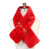 Faux Leather Metal Accent Faux Fur Pull Through Scarf