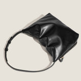 Simple soft leather pleated armpit bag, women's design side zipper solid color shoulder bag, hobo bag for women
