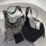 Slouch purse Crossbody, Casual bag Female, Zebra pattern fabric shoulder bag, large capacity hobo bag 2 in 1
