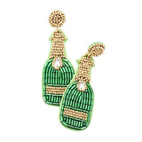 Felt Back Multi Bead Champagne Bottle Earrings