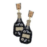 Felt Back Stone Embellished Champagne Dangle Earrings