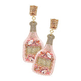 Felt Back Stone Embellished Champagne Dangle Earrings