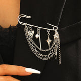 Heart, Star & Four-Pointed Star Tassel Brooch