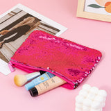 Mermaid sequined pencil case, two-color stationery storage bag, portable cosmetics change purse, small purse