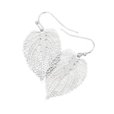 Filigree Brass Metal Leaf Dangle Earrings