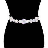 Floral Crystal Sash Ribbon Bridal Wedding Belt Headband