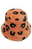 Floral Faux Fur Bucket Hat