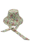 FLORAL PRINT CHIN TIE BUCKET HAT