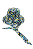 FLORAL PRINT CHIN TIE BUCKET HAT