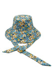 FLORAL PRINT CHIN TIE BUCKET HAT