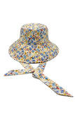 FLORAL PRINT CHIN TIE BUCKET HAT