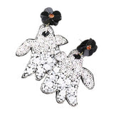 Flower Multi Bead Ghost Earrings Halloween Earrings