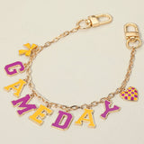 Football GAME DAY Message Bow Heart Charm Station Bag Chain Charm