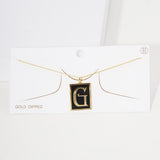 -G- Gold Dipped Enamel Rectangle Initial Monogram Pendant Necklace