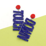 Game Day Felt Back Beaded Touch Down Message Dangle Earrings