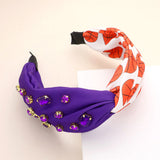 Game Day Multi Stone Embellished Basketball Patterned Twisted Headband