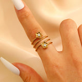Stainless Steel Zircon Line Ring