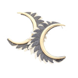 Genuine Leather Trimmed Half Metal Circle Post Back Earrings