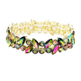 Glass Crystal Marquise Stone Cluster Stretch Bracelet