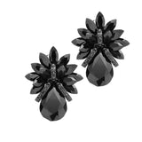 Women's Glass Crystal Petal Teardrop Clip On Dangle Earrings