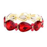 Glass Crystal Teardrop Accented Stretch Bracelet
