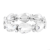 Glass Crystal Teardrop Accented Stretch Bracelet