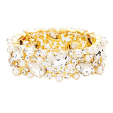 Glass Crystal Teardrop Pearl Stretch Bracelet