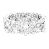 Glass Crystal Teardrop Pearl Stretch Bracelet