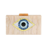 Glittered Evil Eye Celluloid Acetate Clutch Crossbody Bag