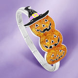Glittered Halloween Pumpkin Witch Hat Stretch Bracelet