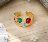 18K Gold Stainless Steel Natural Stone Ring