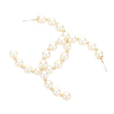 Pearl Metal Ball 2 Inch Hoop Earrings