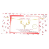 Gold Dipped CZ Reindeer Pendant Necklace