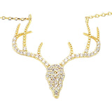 Gold Dipped CZ Reindeer Pendant Necklace