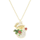 Gold Dipped CZ Snowman Pendant Necklace