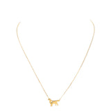 Gold Dipped Dachshund Heart Charm Dog Detailed Necklace
