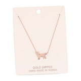 Gold Dipped Dachshund Heart Charm Dog Detailed Necklace