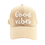 Good Vibes Mesh Back High Ponytail C.C Ball Cap