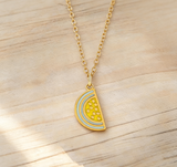 Stainless Steel Enamel Fruit Pendant Necklace